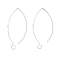 925 Sterling Silver Earring Hooks, Flat Marquise Ear Wire with Loops, Silver, 33.5x15x1mm, Hole: 2mm, Pin: 1mm