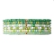 6Pcs Glass Seed & Brass Beaded Stretch Bracelets Set, Stackable Bracelets, Lime, Inner Diameter: 2-1/4 inch(5.7cm), 6pcs/set