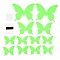 3D Plastic Luminous Wall Stickers, with Adhesive Tape, for Home Living Room Bedroom Wall Decorations, Butterfly, Lime, 44~90x55~110x0.2mm, 12pcs/set