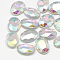 Pointed Back Glass Rhinestone Cabochons, Back Plated, Faceted, Oval, Crystal AB, 14x10x4.5mm