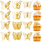 CREATCABIN 12Pcs 6 Styles Acrylic Mirror Butterfly Cupcake Toppers, for Cake Decorations, Gold, 43~50x69~74x1mm, 2pcs/style