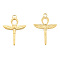 Ion Plating(IP) 201 Stainless Steel Pendants, Ankh Cross with Wing, Real 18K Gold Plated, 30.5x21.5x2.5mm, Hole: 2.5mm