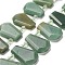 Natural Green Aventurine Beads Strands, with Glass Beads, Faceted, Teardrop, Top Drilled, 26~30.5x16~22.5x6.5~8.5mm, Hole: 1.4mm, about 18pcs/strand, 15.28~15.94''(38.8~40.5cm)