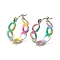 304 Stainless Steel Oval Link Chunky Hoop Earrings for Women, Rainbow Color, 21.5x20.5x7mm, Pin: 0.7mm