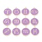 Alloy Enamel Pendants, Flat Round with Constellation, Medium Purple, 22x18x2mm, Hole: 1.5mm, about 12pcs/set