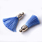 Polyester Tassel Pendant Decorations, with CCB Plastic Findings, Light Gold, Cornflower Blue, 25~30x6mm, Hole: 1.5mm