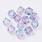 Two Tone Transparent Spray Painted Acrylic Beads, Polygon, Pink, 10x10x9.5mm, Hole: 1.8mm, about 930pcs/500g