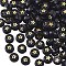 Opaque Acrylic Beads, Flat Round with Star, Black, Golden Plated, 7x4mm, Hole: 1.5mm, about 1800pcs/250g