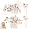 Wedding Bridal Alloy Rhinestone Hair Forks & Combs Set, with ABS Plastic Imitation Pearl, Hair Accessories for Women, Flower & Leaf, Golden, 73~90x42~110x8~15mm, 4pcs/set