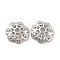 Brass Micro Pave Clear Cubic Zirconia Bead Caps, Cadmium Free & Lead Free, Multi-Petal, Flower, Platinum, 12x3mm, Hole: 2mm