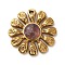 Natural Amethyst Flower Pendants, 304 Stainless Steel Sunflower Charms, Golden, 24x24.5x5.5mm, Hole: 1.8mm