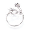 Curve Shape Brass Micro Pave Clear Cubic Zirconia Adjustable Ring Settings KK-T076-46P-3
