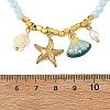Ocean 304 Stainless Steel and Alloy Enamel Starfish Shell Shape Pendant Glass Beaded Necklaces for Women NJEW-JN06386-4