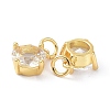 Brass Cubic Zirconia Charms X-ZIRC-C022-05G-2