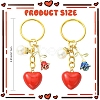 2Pcs Alloy & Brass & Acrylic Pearl Keychains KEYC-YW00248-2