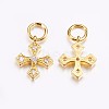 Brass Micro Pave Cubic Zirconia Tiny Cross Charms X-ZIRC-G128-04G-2