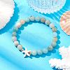 Natural Flower Amazonite Beaded Stretch Bracelet BJEW-JB09764-02-2