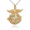 Golden Tone Brass Hollow Round Cage Pendants KK-J237-05G-1