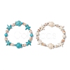 2Pcs Starfish & Turtle Natural Freshwater Shell Beads Stretch Bracelets for Women BJEW-JB11922-2