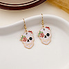 Skull with Flower Alloy Enamel Dangle Earrings FS-WGA34EB-05-1
