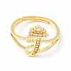 Clear Cubic Zirconia Initial Letter with Crown Adjustable Ring RJEW-M139-17T-2