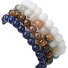 4Pcs Constellation 8mm Round Natural Lapis Lazuli & Malaysia Jade & Flower Amazonite & Yellow Tiger Eye Beaded Stretch Bracelets for Women BJEW-JB10638-5