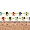 Brass Glass Heart Link Chains CHC-T018-13A-G-3