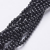 Natural Dyed & Heated Black Onyx Round Beads Strands X-GSR4mmC097-1