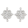 Brass Micro Pave Clear Cubic Zirconia Connector Charms CU-CBA7BFE-03F-P-1