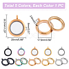 5Pcs 5 Colors 304 Stainless Steel Locket Pendants STAS-UN0045-54-3