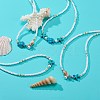 4Pcs 4 Style Natural Pearl & Shell & Dyed Synthetic Turquoise Beaded Necklaces Set NJEW-JN04039-2