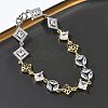 Brass Micro Pave Clear Cubic Zirconia Link Chain Bracelets for Women BJEW-C156-06C-GP-3