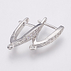 Brass Micro Pave Cubic Zirconia Hoop Earring Findings with Latch Back Closure ZIRC-K075-30P-1