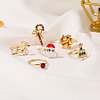 18Pcs 6 6 Style Santa Claus & Christmas Tree & Flower & Deer & Candy Cane Enamel Adjustable Rings Set RJEW-NB0001-03-7