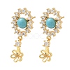 Brass Pave Cubic Zirconia Stud Earring Findings KK-C172-15G-1