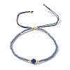 Adjustable Natural Lapis Lazuli Braided Bead Bracelets BJEW-F391-A10-8