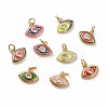 Brass Micro Pave Clear Cubic Zirconia Charms KK-C100-15G-1