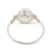 Natural Pearl Braided Bead Finger Ring RJEW-JR00586-02-4