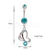 Piercing Jewelry Real Platinum Plated Brass Rhinestone Butterfly Navel Ring Belly Rings AJEW-EE0001-76B-4
