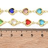 Colorful Heart Brass Glass Link Chain Necklaces for Women NJEW-JN06103-4