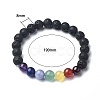 Chakra Natural Lava Rock Beaded Stretch Bracelets BJEW-JB02225-01-6
