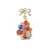Natural Apatite & Green Aventurine & Lapis Lazuli & Citrine & Agate & Amethyst Faceted Round Beaded Copper Wire Wrapped Christmas Tree Pendants PALLOY-TA00334-1
