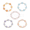 5Pcs 5 Color Glass Plum Blossom & Imitation Pearl Beaded Stretch Bracelets Set BJEW-JB08943-1