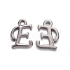 Gunmetal Plated Alloy Letter Pendants PALLOY-P097-03-E-1