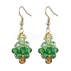 304 Stainless Steel Glass Seed Beads Christmas Tree Dangle Earrings EJEW-MZ00581-02-3
