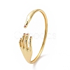 Cubic Zirconia Hand Palm Open Cuff Bangle BJEW-F445-14G-4