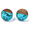 Transparent Resin & Walnut Wood Stud Earring Findings MAK-N032-007A-F01-2