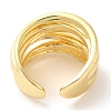 Rack Plating Brass Multi Line Open Cuff Ring for Women RJEW-A016-04G-2