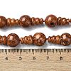 Dyed Natural Fossil 3-Hole Guru Bead Strands G-K149-51A-4