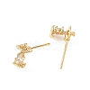 SHEGRACE Apple Brass Micro Pave Clear Cubic Zirconia Stud Earrings XGRQ4N428-715G-2